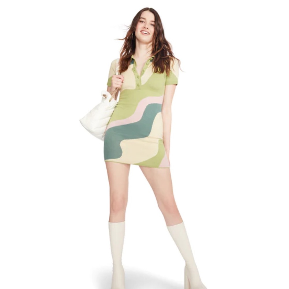 Green swirl mini dress
